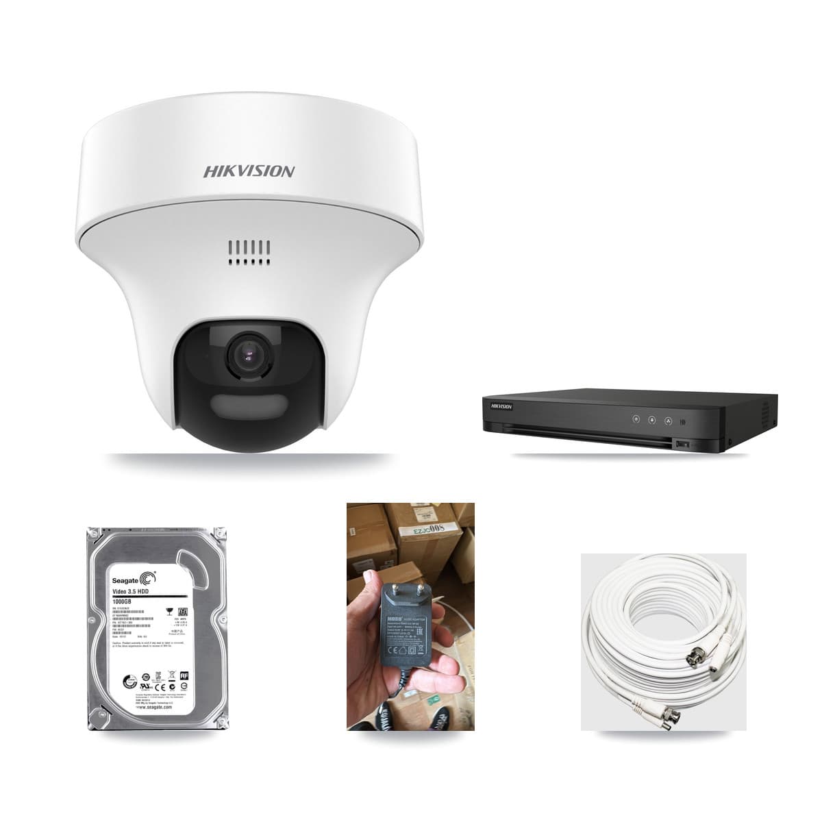 Hikvision 4-channel CCTV kit: 1 camera (1× 5MP Turret), 1TB hard drive