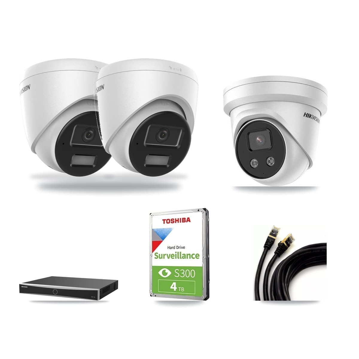 Hikvision 16-Channel 4MP – 5MP CCTV Kit — 2 4MP + 1 5MP Turret Cameras + 4TB Recording (DS-7616NXI Recorder) - Image 1