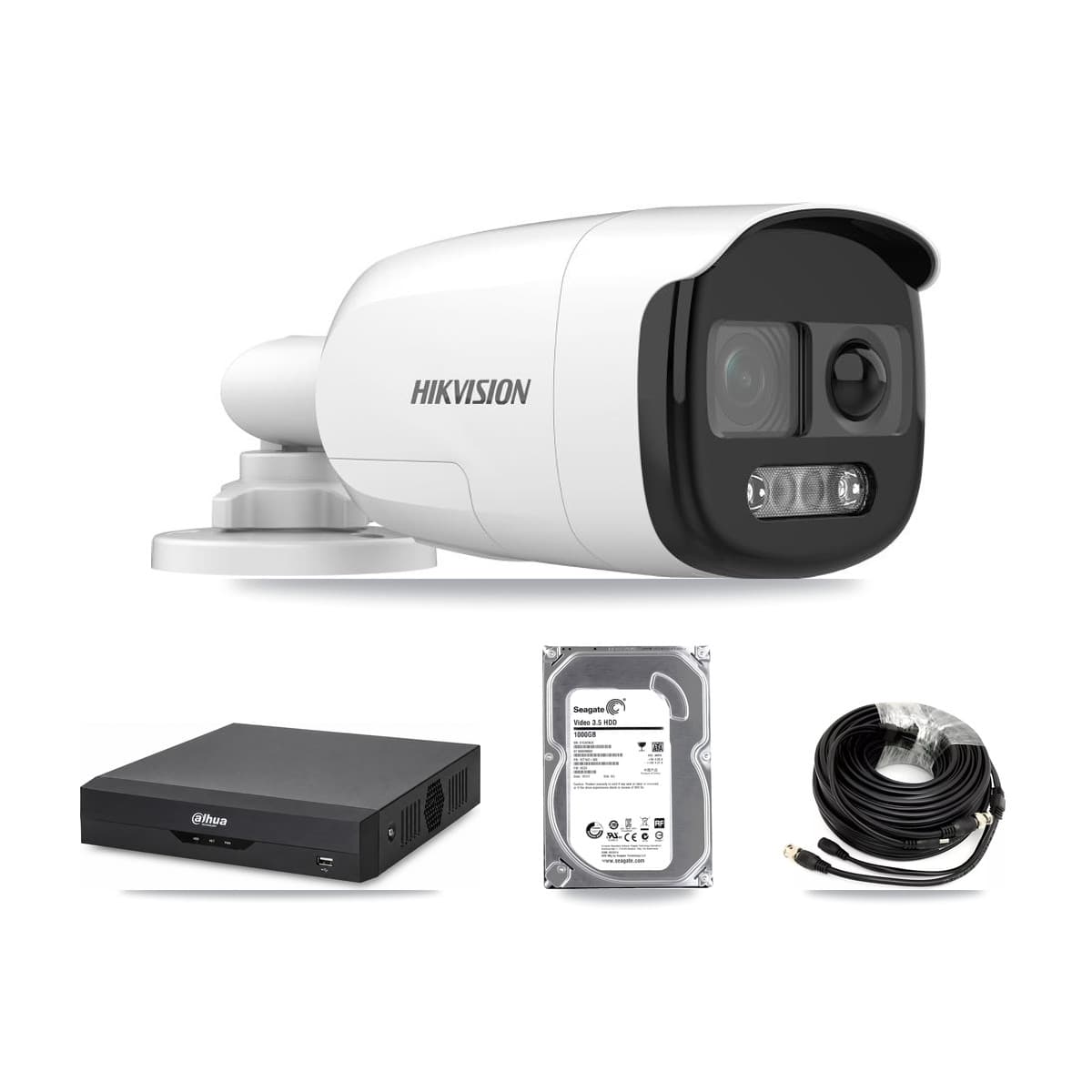 Hikvision & Dahua 4-Channel 5MP CCTV Kit — 2 DS-2CE12KF3T Bullet Cameras + 1TB Recording - Image 1