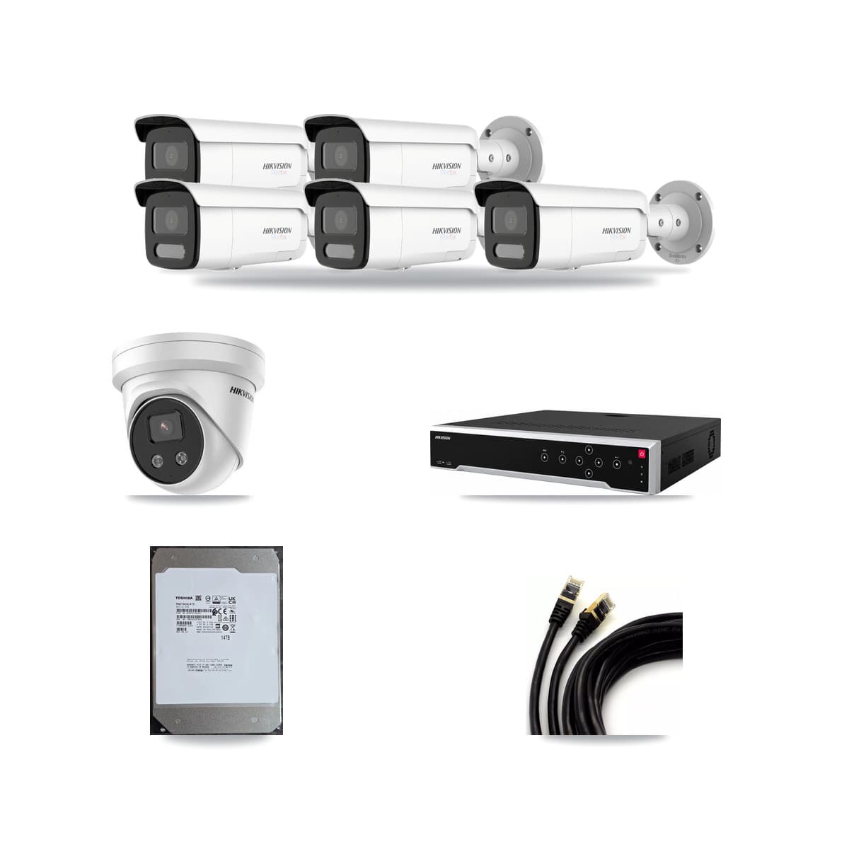 Hikvision 32-Channel 5MP – 4K CCTV Kit — 5 4K Bullet + 1 5MP Turret Cameras + 14TB Recording - Image 1