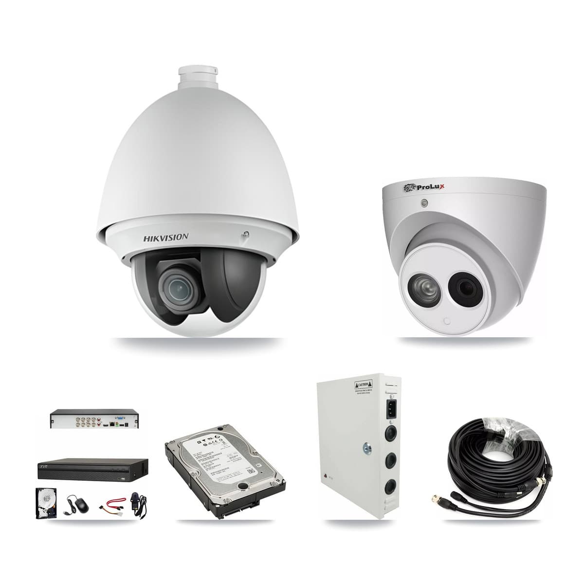 8-Channel 2MP – 4MP CCTV Kit — 6 2MP PTZ + 1 4MP Turret Cameras + 5TB Recording (XVR-3108AD Recorder)