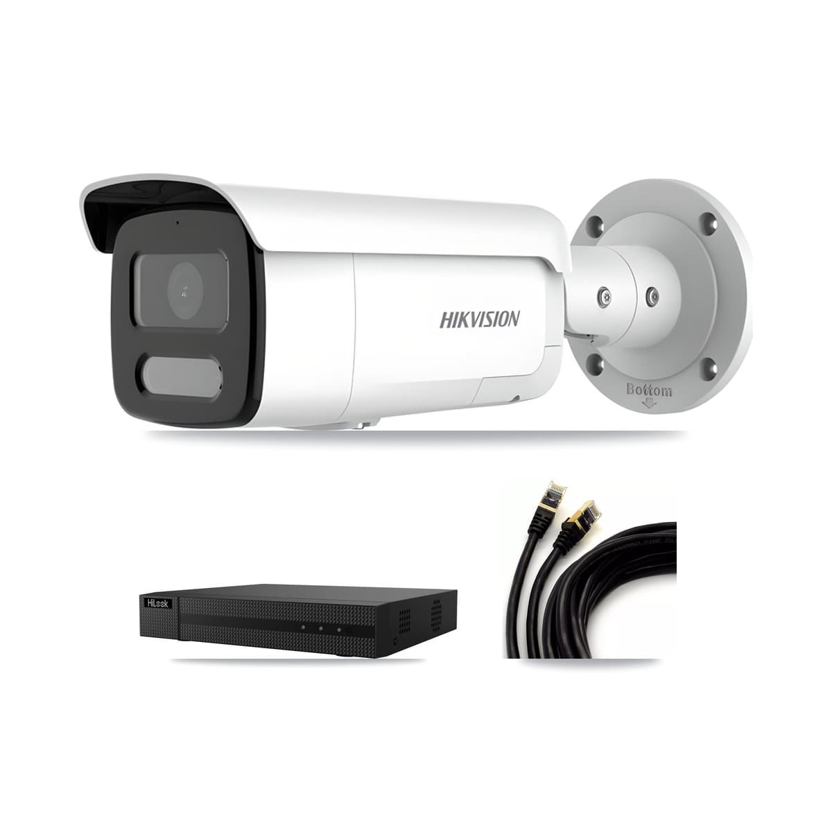 Hikvision & HiLook 8-Channel 4MP CCTV Kit — 2 Bullet Cameras + 3TB Recording (NVR-108MH-D Recorder)