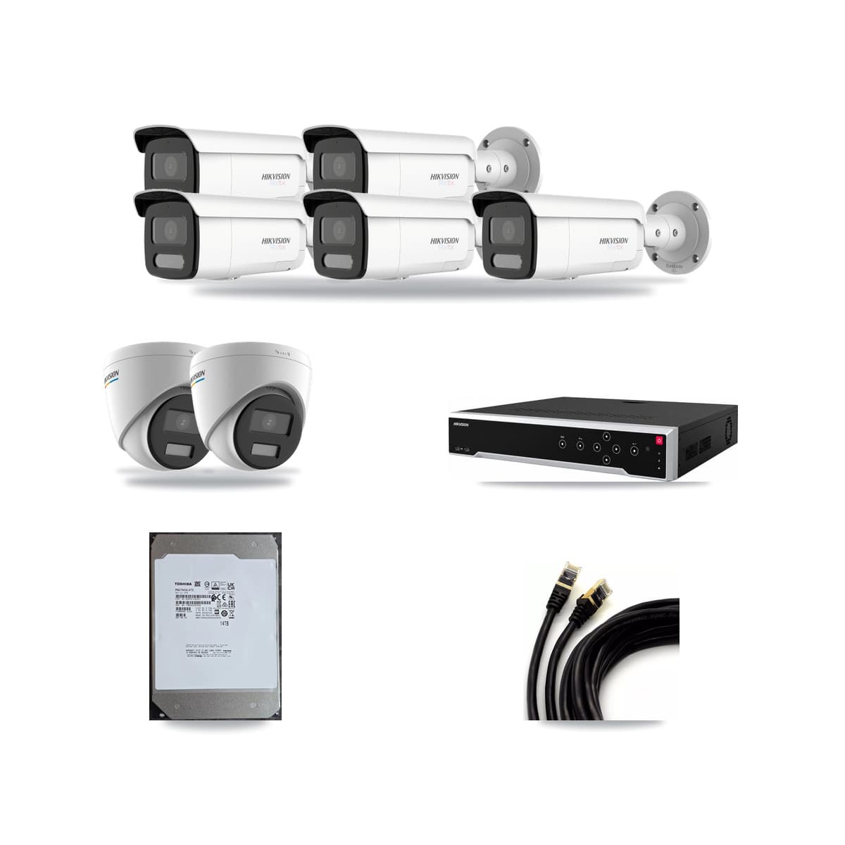 Hikvision 32-Channel 2MP – 4K CCTV Kit — 2 2MP Turret + 5 4K Bullet Cameras + 14TB Recording - Image 1
