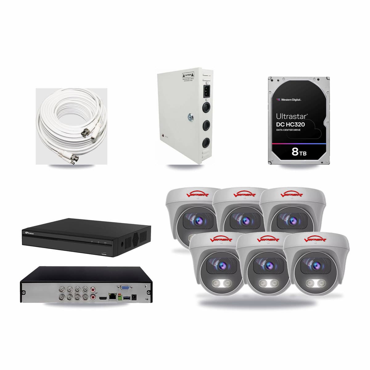 Prolux 8-channel CCTV kit: 6 cameras (6× 5MP Camera), 8TB hard drive