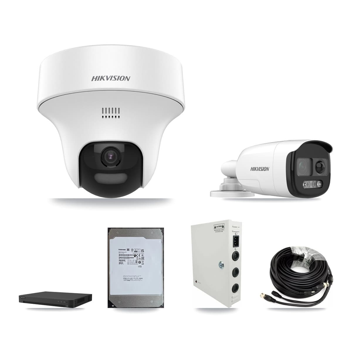 Hikvision 16-Channel 5MP CCTV Kit — 1 DS-2CE12KF3T Bullet + 15 DS-2CE70K0T Turret Cameras + 14TB Recording