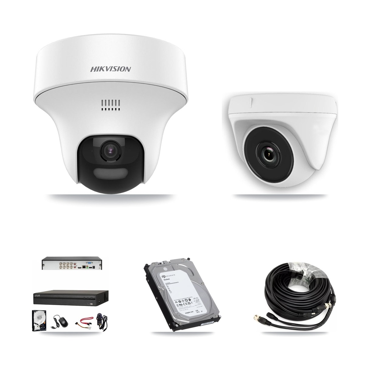Hikvision & Dahua 8-Channel 2MP – 5MP CCTV Kit — 3 DS-2CE70K0T 5MP Turret + 3 White HDT-2MP-N20W 2MP Dome Cameras + 6TB Recording (XVR-3108AD Recorder) - Image 1