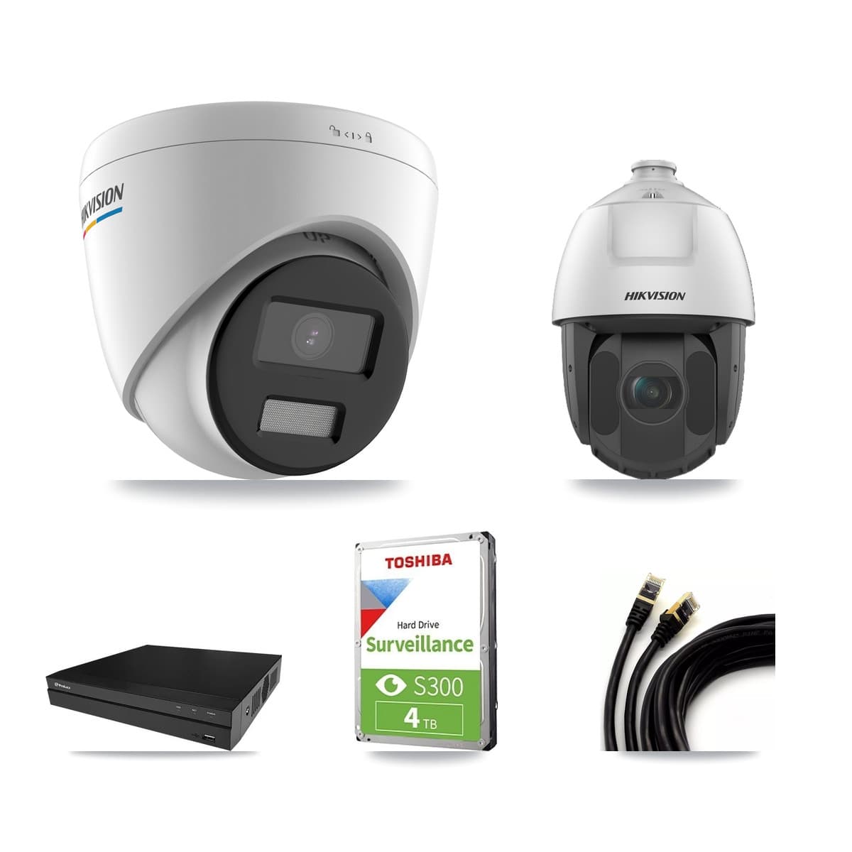 Hikvision & Prolux 8-Channel 2MP CCTV Kit — 5 Turret + 1 PTZ Cameras + 4TB Recording