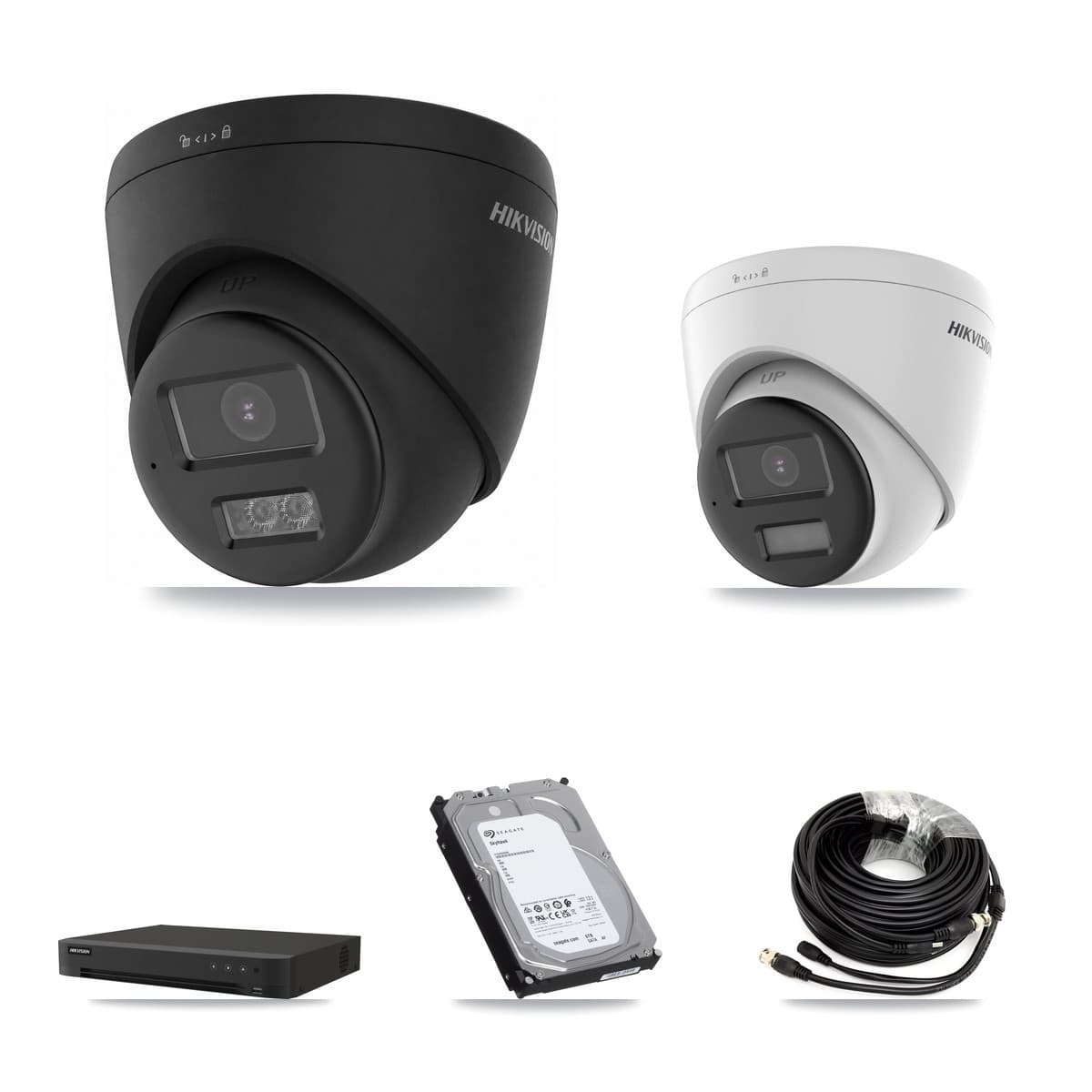 Hikvision 8-Channel 4K CCTV Kit — 2 DS-2CE78U0T + 4 DS-2CE78U0T Turret Cameras + 6TB Recording