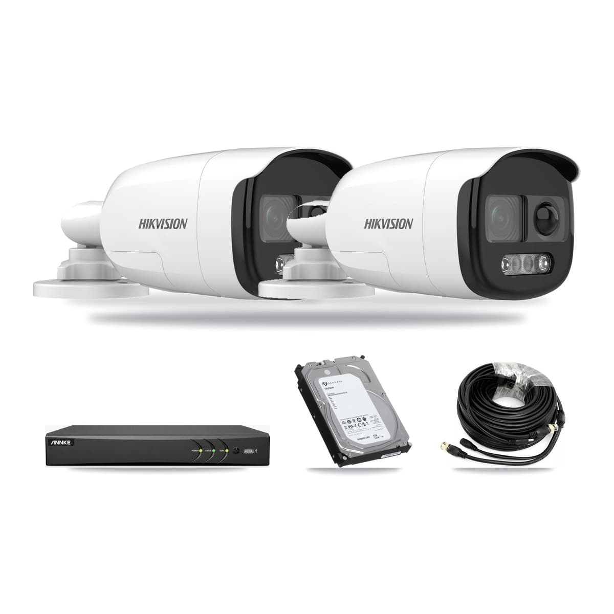 Hikvision & ANNKE 4-Channel 5MP CCTV Kit — 2 DS-2CE12KF3T Bullet Cameras + 6TB Recording - Image 1