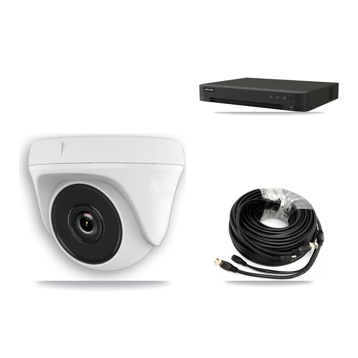 Hikvision 8-Channel 2MP CCTV Kit — 4 White HDT-2MP-N20W-2.8MM Dome Cameras + 3TB Recording (IDS-7208HUHI-M1/XT Recorder)