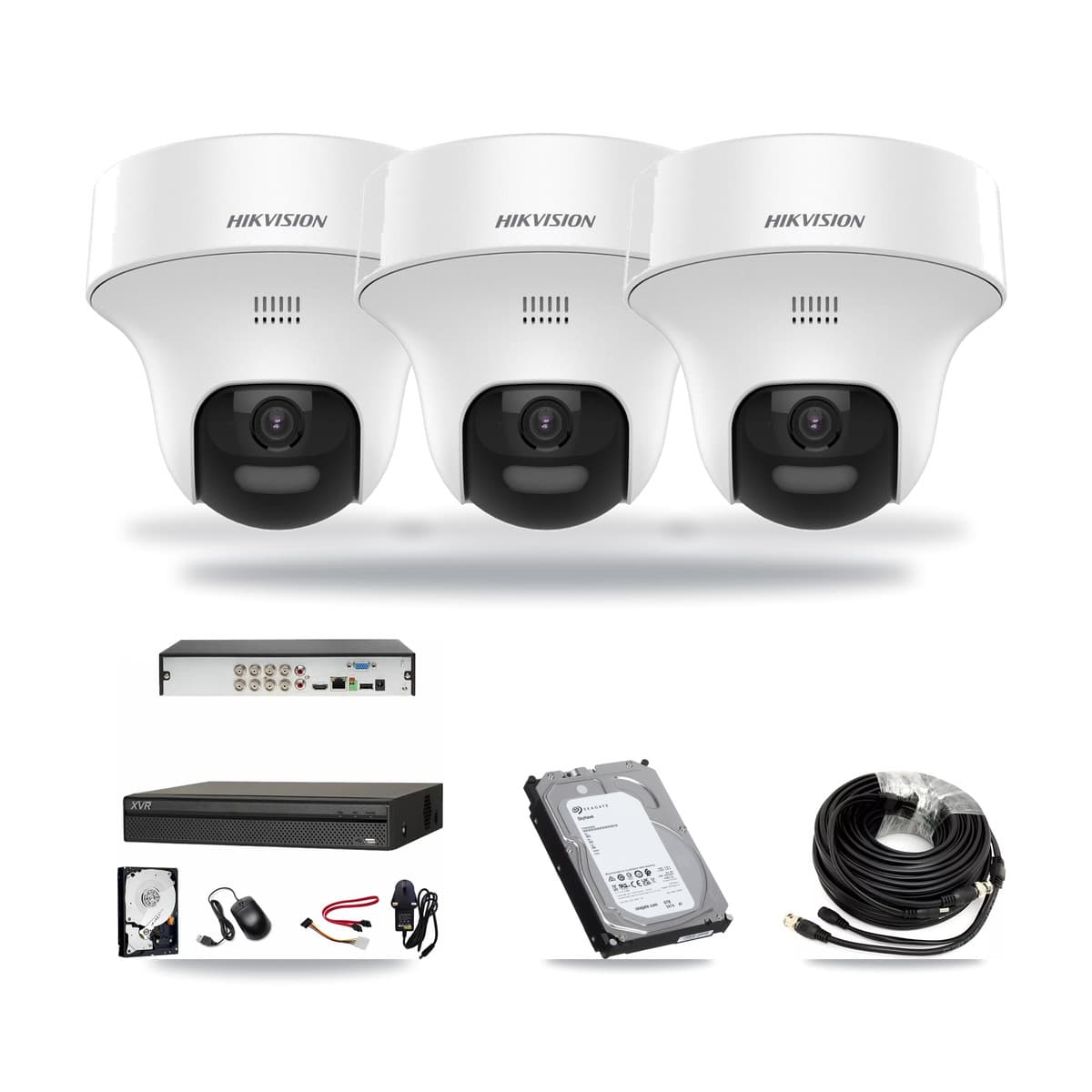Hikvision & Dahua 8-Channel 5MP CCTV Kit — 3 DS-2CE70K0T Turret Cameras + 6TB Recording - Image 1