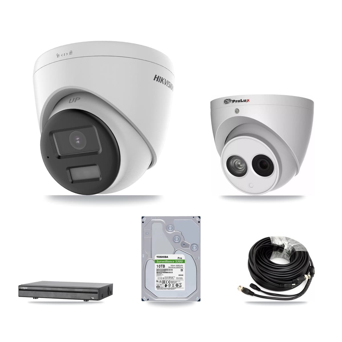 8-Channel 4MP – 4K CCTV Kit — 5 4K + 1 4MP Turret Cameras + 10TB Recording (DH-XVR5108H Recorder)