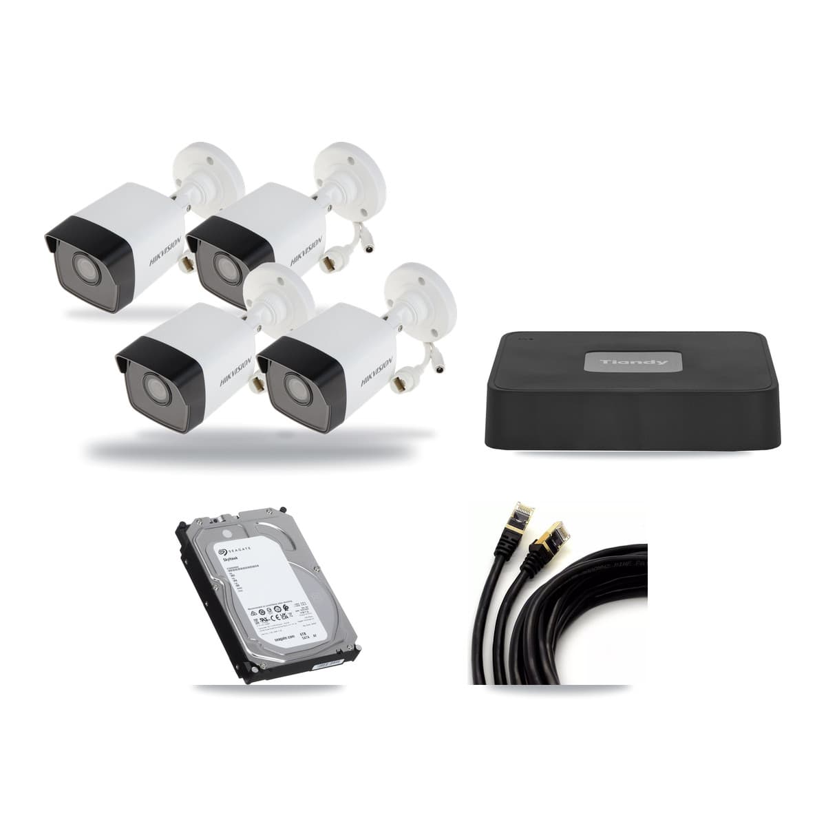 Hikvision & Tiandy 4-Channel 5MP CCTV Kit — 4 Bullet Cameras + 6TB Recording - Image 1