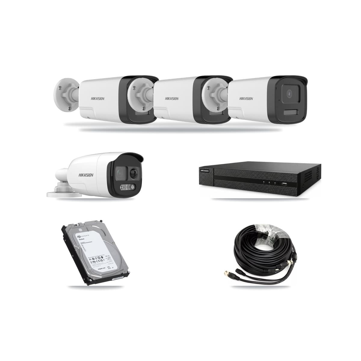 Hikvision 8-Channel 5MP CCTV Kit — 1 DS-2CE12KF3T + 3 DS-2CE17K0T Bullet Cameras + 6TB Recording (DVR-8CH Recorder) - Image 1
