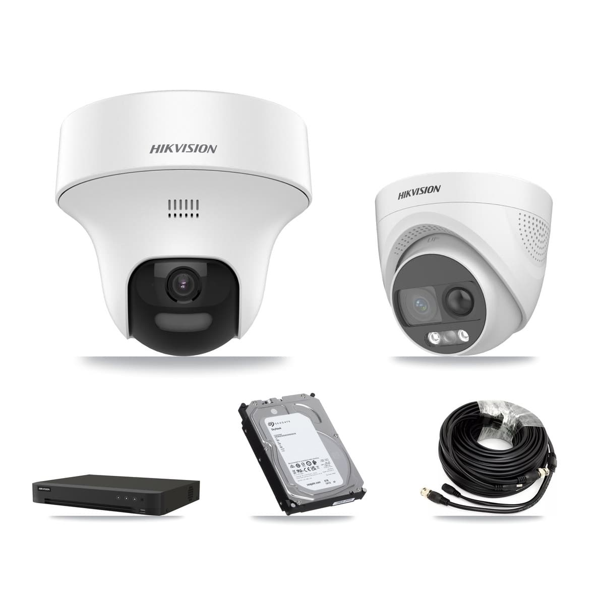 Hikvision 16-Channel 5MP CCTV Kit — 4 DS-2CE70K0T + 4 DS-2CE72KF3T Turret Cameras + 6TB Recording