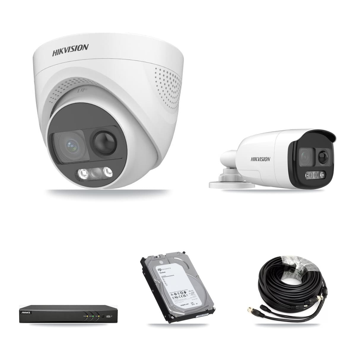 Hikvision & ANNKE 4-Channel 5MP CCTV Kit — 1 DS-2CE12KF3T Bullet + 3 DS-2CE72KF3T Turret Cameras + 6TB Recording