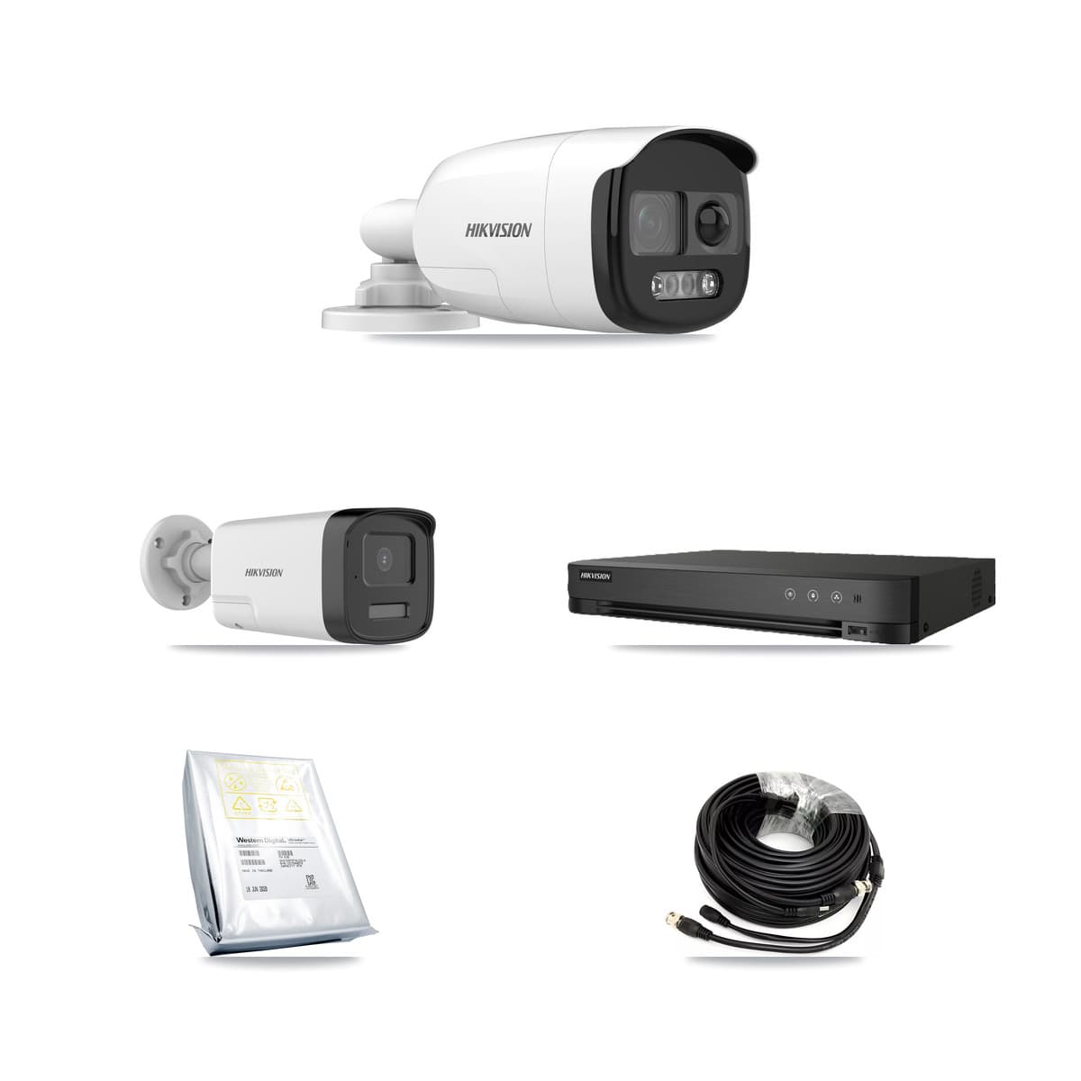Hikvision 8-Channel 5MP CCTV Kit — 4 DS-2CE12KF3T-PIRXO + 2 DS-2CE17K0T-LXTS Bullet Cameras + 8TB Recording (IDS-7208HUHI-M1/E Recorder) - Image 1