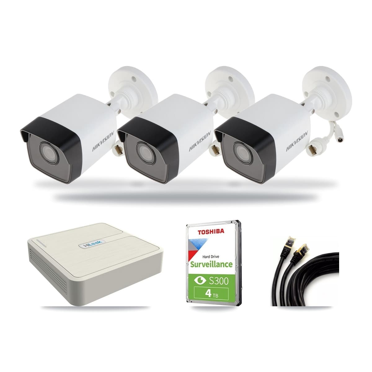 Hikvision & HiLook 8-Channel 5MP CCTV Kit — 3 Bullet Cameras + 4TB Recording (NVR-108H-D Recorder) - Image 1