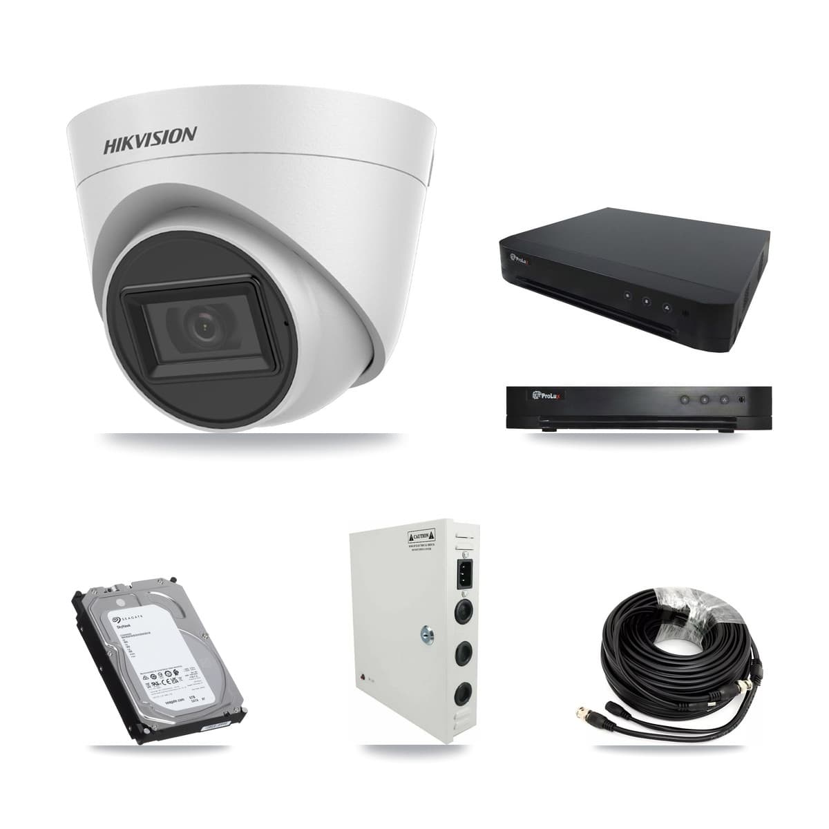 Hikvision & Prolux 16-Channel 5MP CCTV Kit — 16 White Turret Cameras + 6TB Recording - Image 1