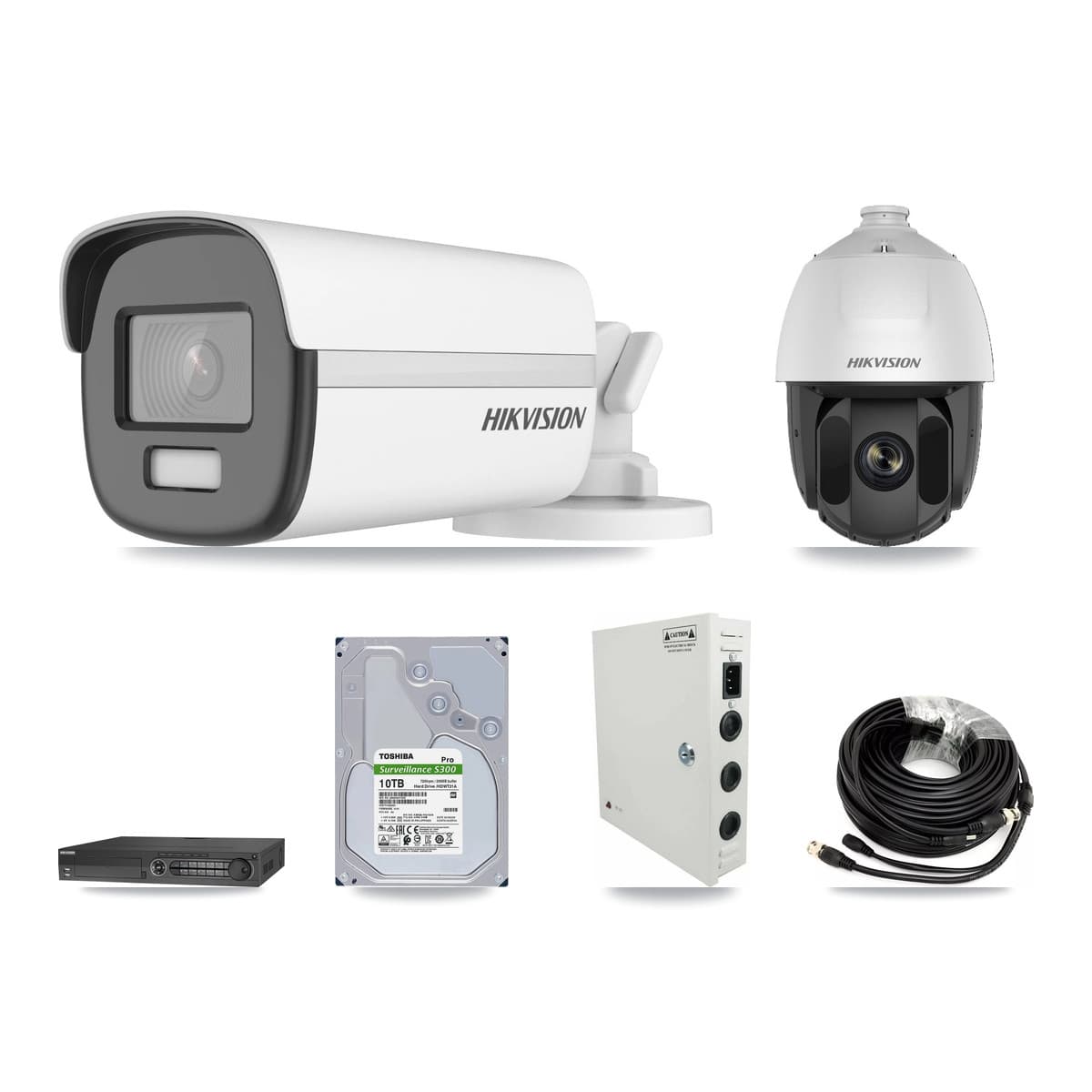 Hikvision 32-Channel 2MP – 4K CCTV Kit — 6 DS-2AE5225TI 2MP PTZ + 14 DS-2CE12UF3T 4K Bullet Cameras + 4× 10TB Recording - Image 1
