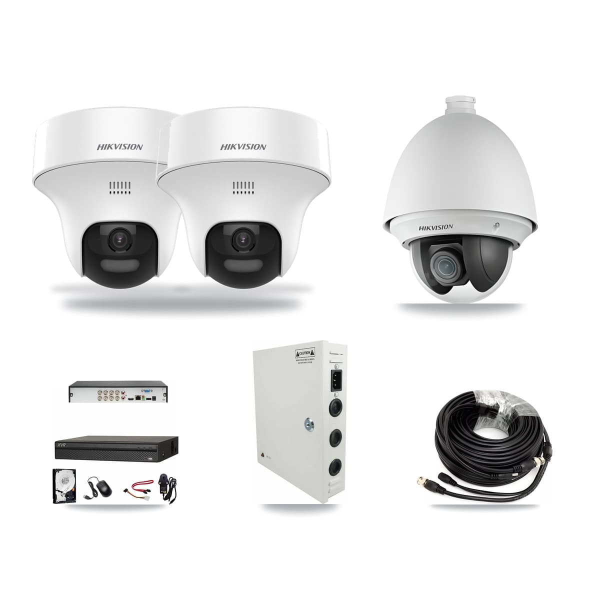 Hikvision & Dahua 8-Channel 2MP – 5MP CCTV Kit — 1 DS-2AE4225T 2MP PTZ + 2 DS-2CE70K0T 5MP Turret Cameras + 3TB Recording - Image 1