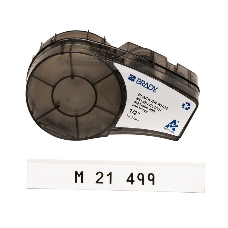 Brady M21-500-499 B-499 Black White Nylon Cloth Label Tape 12.7mm 4.9m - Image 1