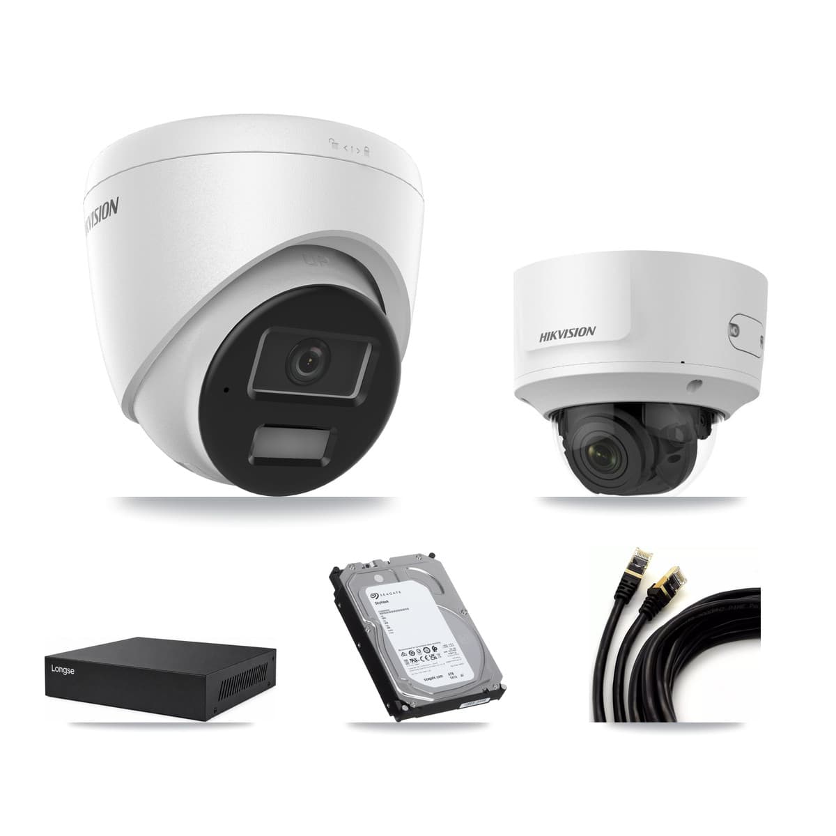 Hikvision & Longse 8-Channel 2MP – 4MP CCTV Kit — 4 4MP Turret + 1 2MP Dome Cameras + 6TB Recording