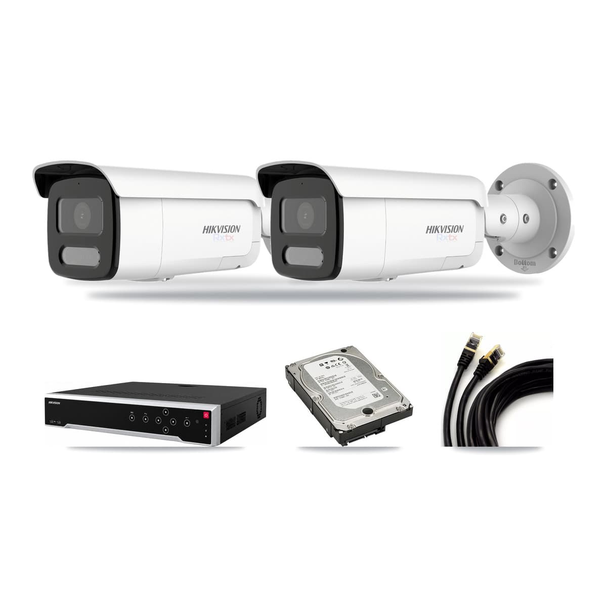 Hikvision 32-Channel 4K CCTV Kit — 2 White Bullet Cameras + 5TB Recording - Image 1