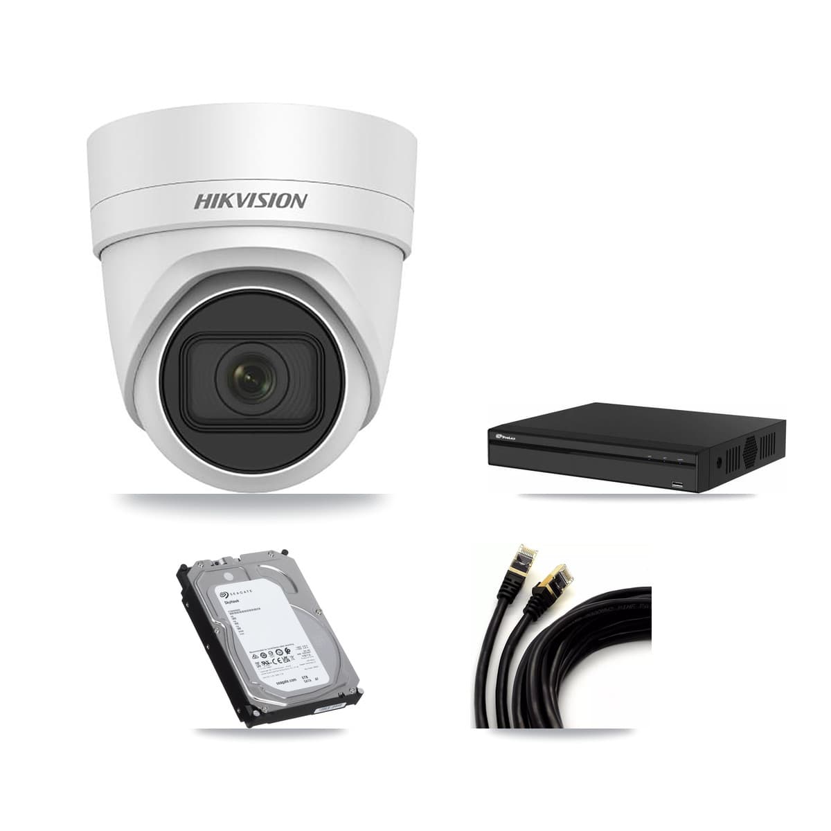 Hikvision & Prolux 4-Channel 4K CCTV Kit — 2 DS-2CD2H83G0 Turret Cameras + 6TB Recording