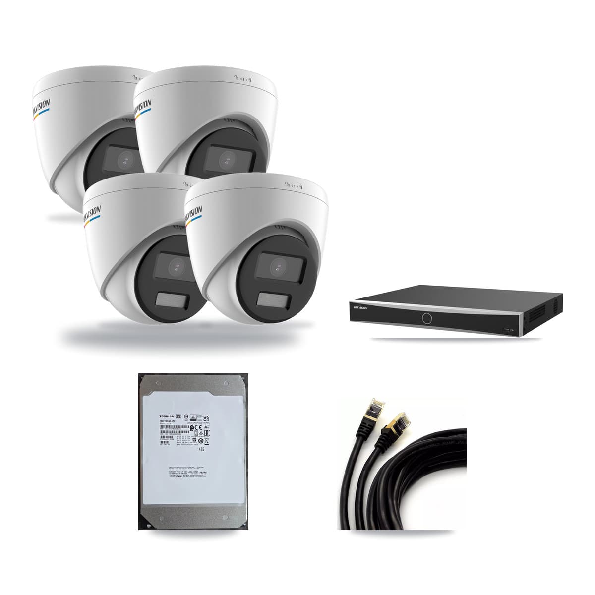 Hikvision 16-Channel 2MP – 5MP CCTV Kit — 4 2MP Turret + 9 5MP Dome Cameras + 14TB Recording (DS-7616NXI Recorder) - Image 1