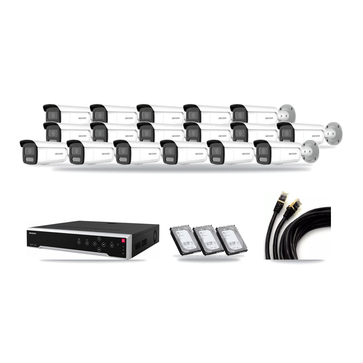 Hikvision 32-Channel 4MP CCTV Kit — 17 Bullet Cameras + 3× 6TB Recording - Image 1