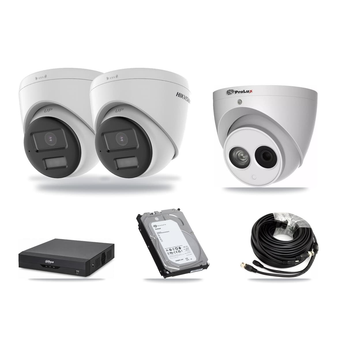 4-Channel 4MP – 4K CCTV Kit — 2 4K + 1 4MP Turret Cameras + 6TB Recording (DH-XVR5104HS Recorder) - Image 1