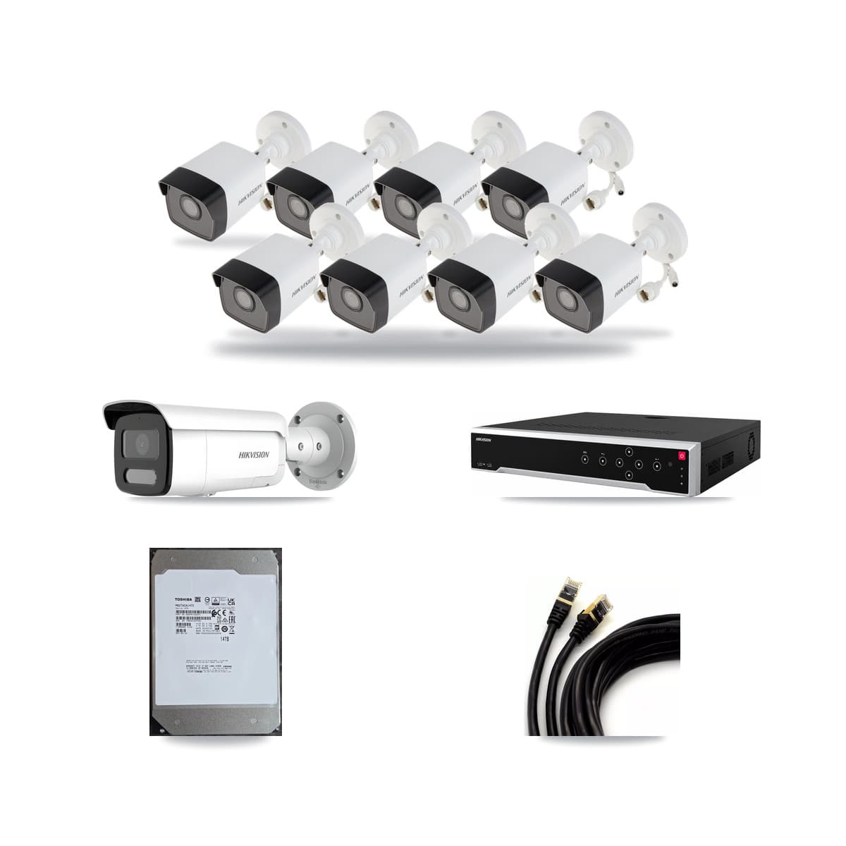 Hikvision 32-Channel 4MP – 5MP CCTV Kit — 8 5MP + 1 4MP Bullet Cameras + 14TB Recording - Image 1