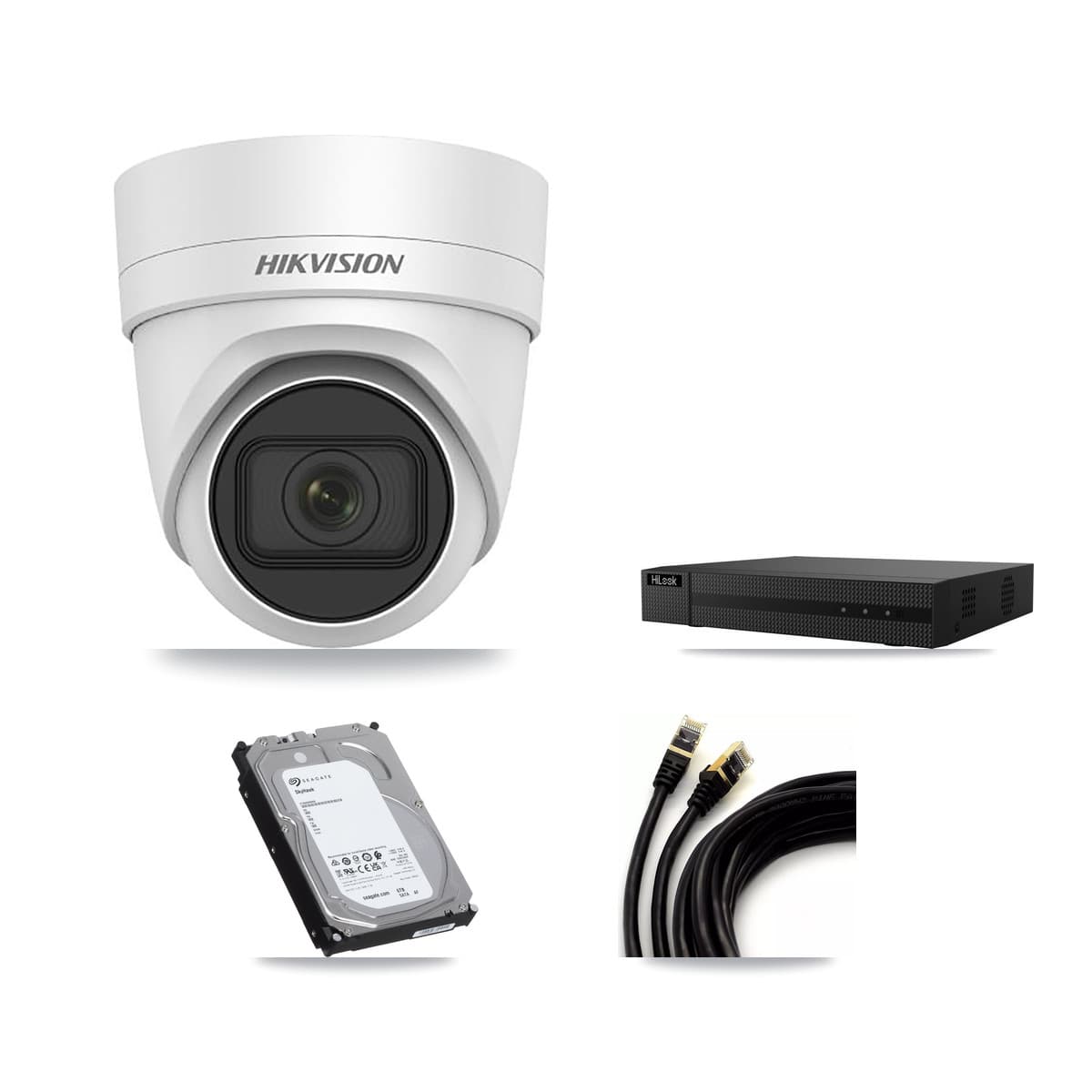 Hikvision & HiLook 8-Channel 4K CCTV Kit — 3 DS-2CD2H83G0 Turret Cameras + 6TB Recording