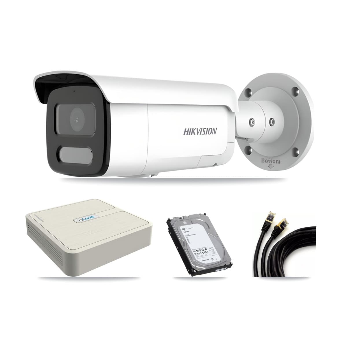 Hikvision & HiLook 8-Channel 4MP CCTV Kit — 8 Bullet Cameras + 6TB Recording (NVR-108H-D Recorder)