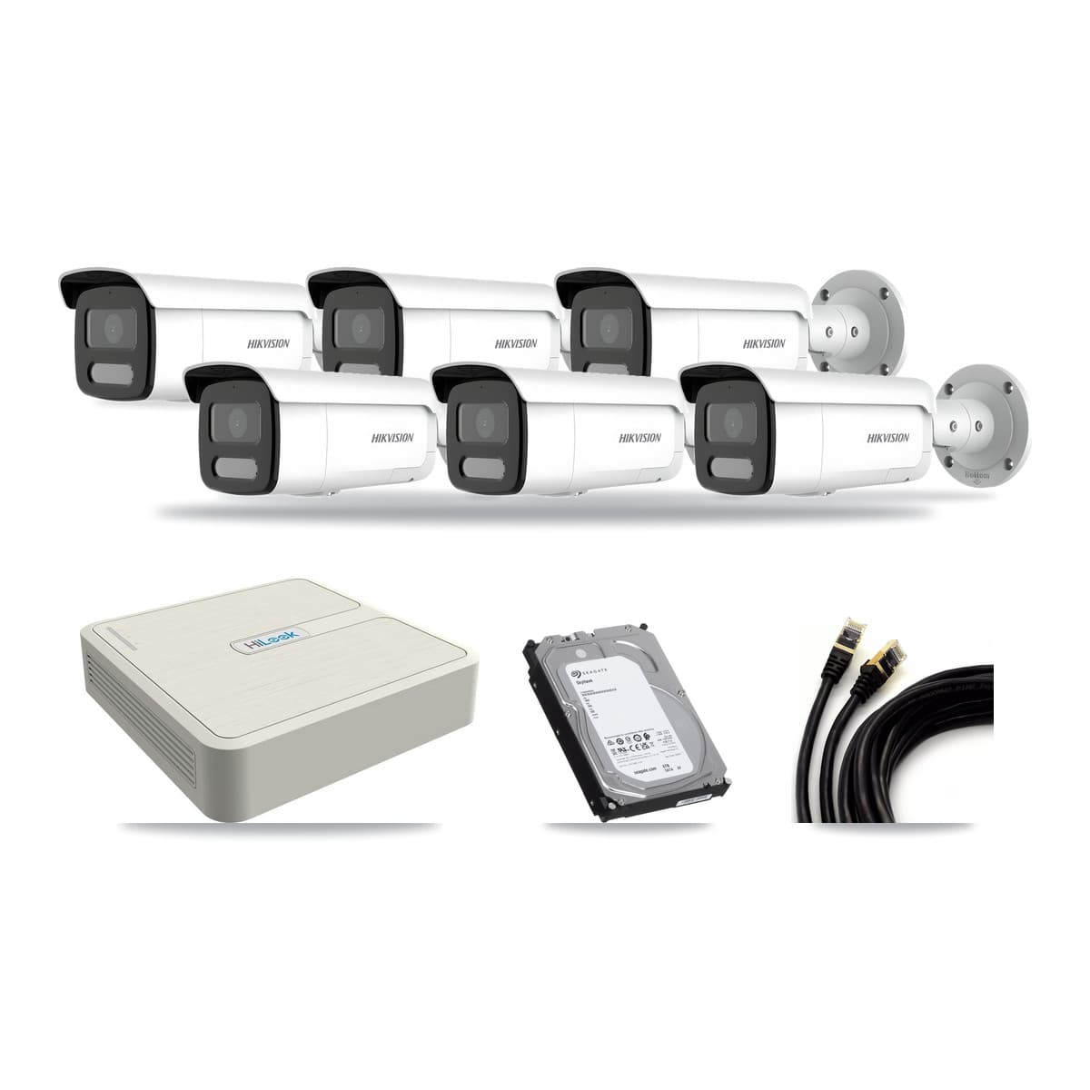 Hikvision & HiLook 8-Channel 4MP CCTV Kit — 6 Bullet Cameras + 6TB Recording (NVR-108H-D Recorder) - Image 1