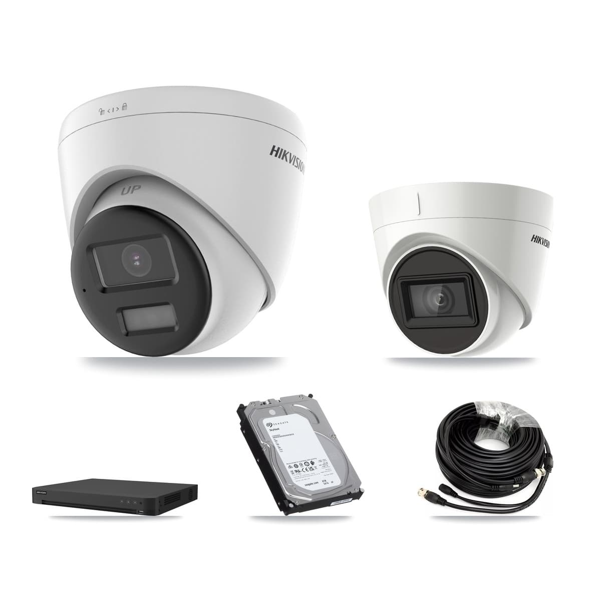 Hikvision 16-Channel 4K CCTV Kit — 1 DS-2CE78U0T + 1 DS-2CE78U1T Turret Cameras + 6TB Recording