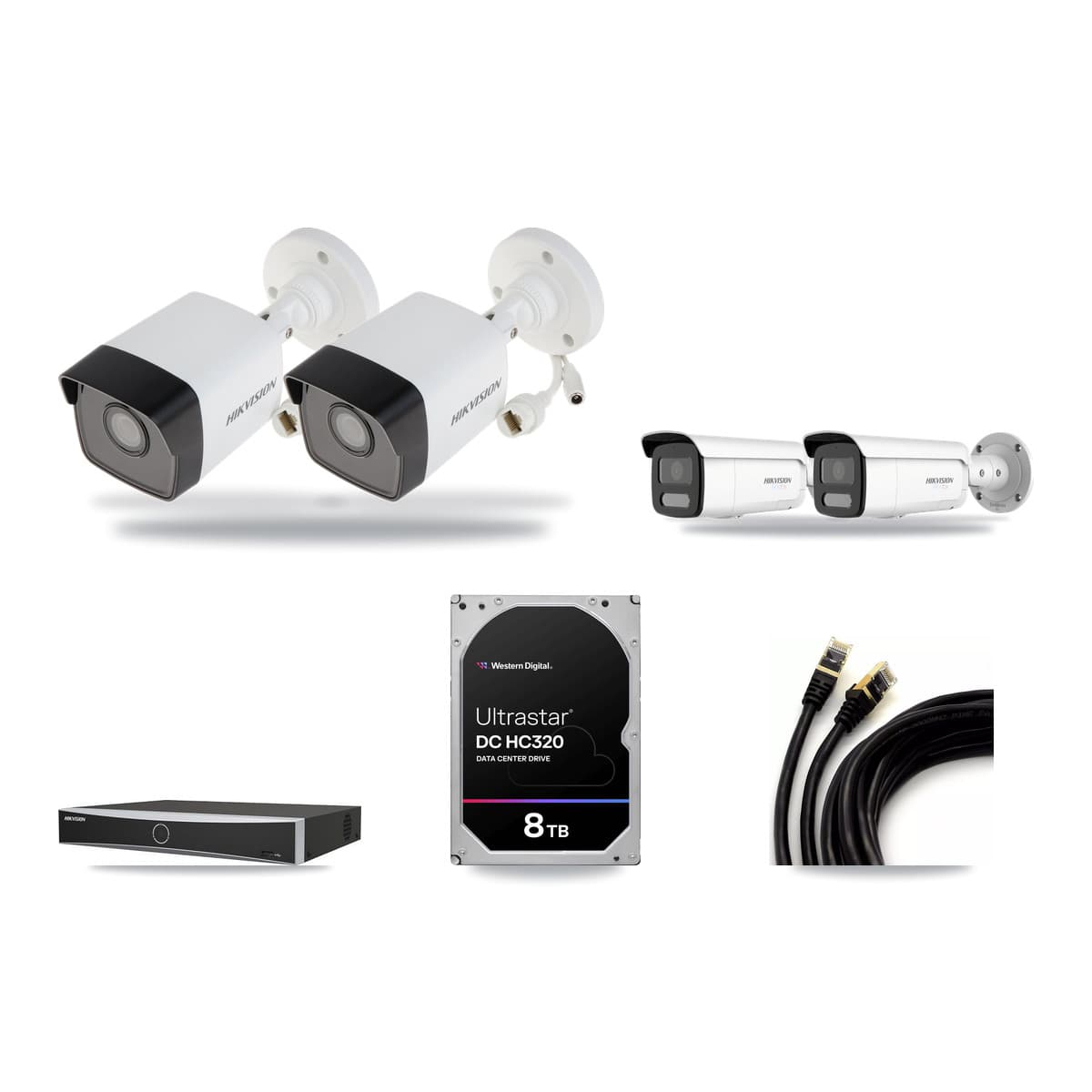 Hikvision 4-Channel 5MP – 4K CCTV Kit — 2 5MP + 2 White 4K Bullet Cameras + 8TB Recording - Image 1
