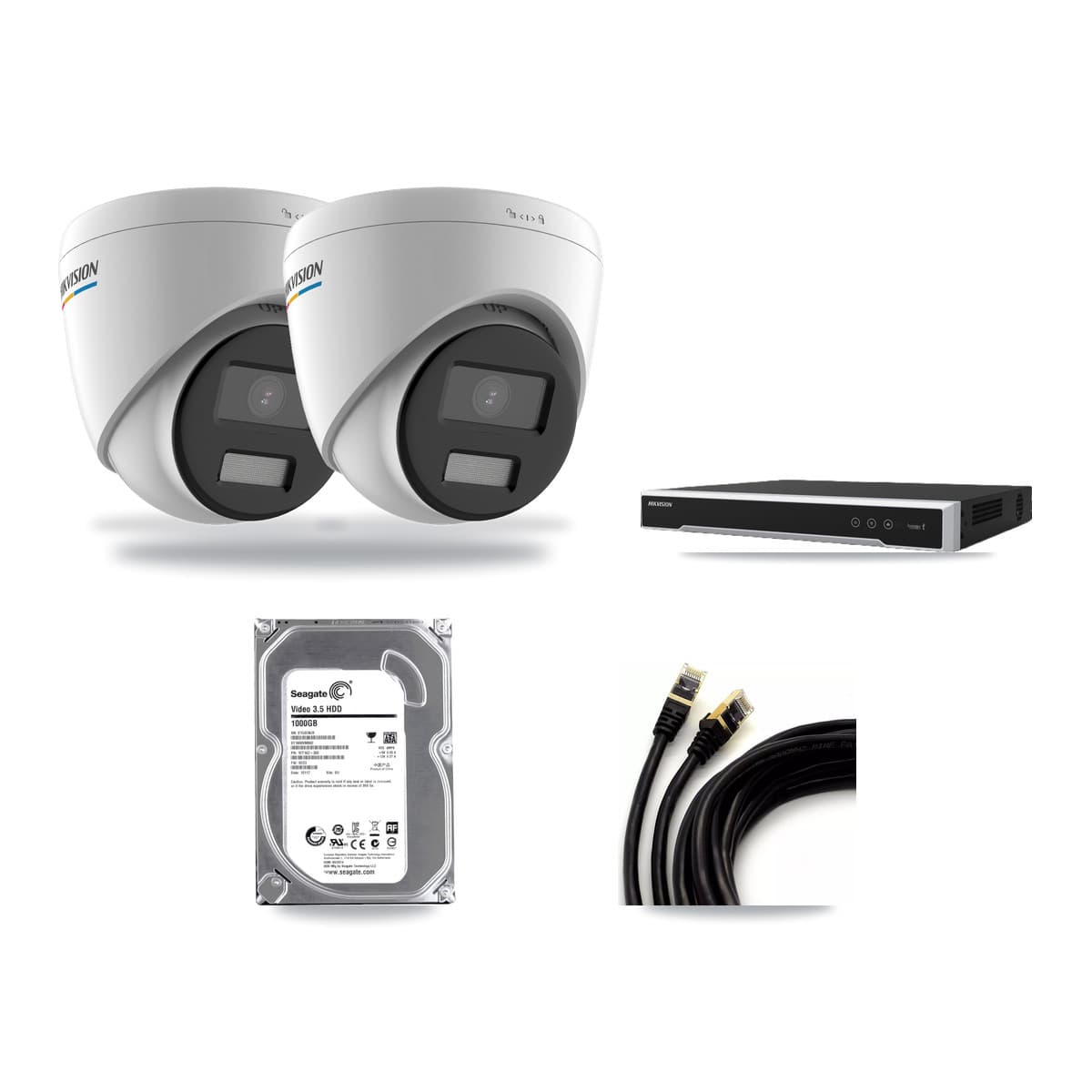 Hikvision 8-Channel 2MP CCTV Kit — 2 Turret Cameras + 1TB Recording (DS-7608NI-M2 Recorder) - Image 1
