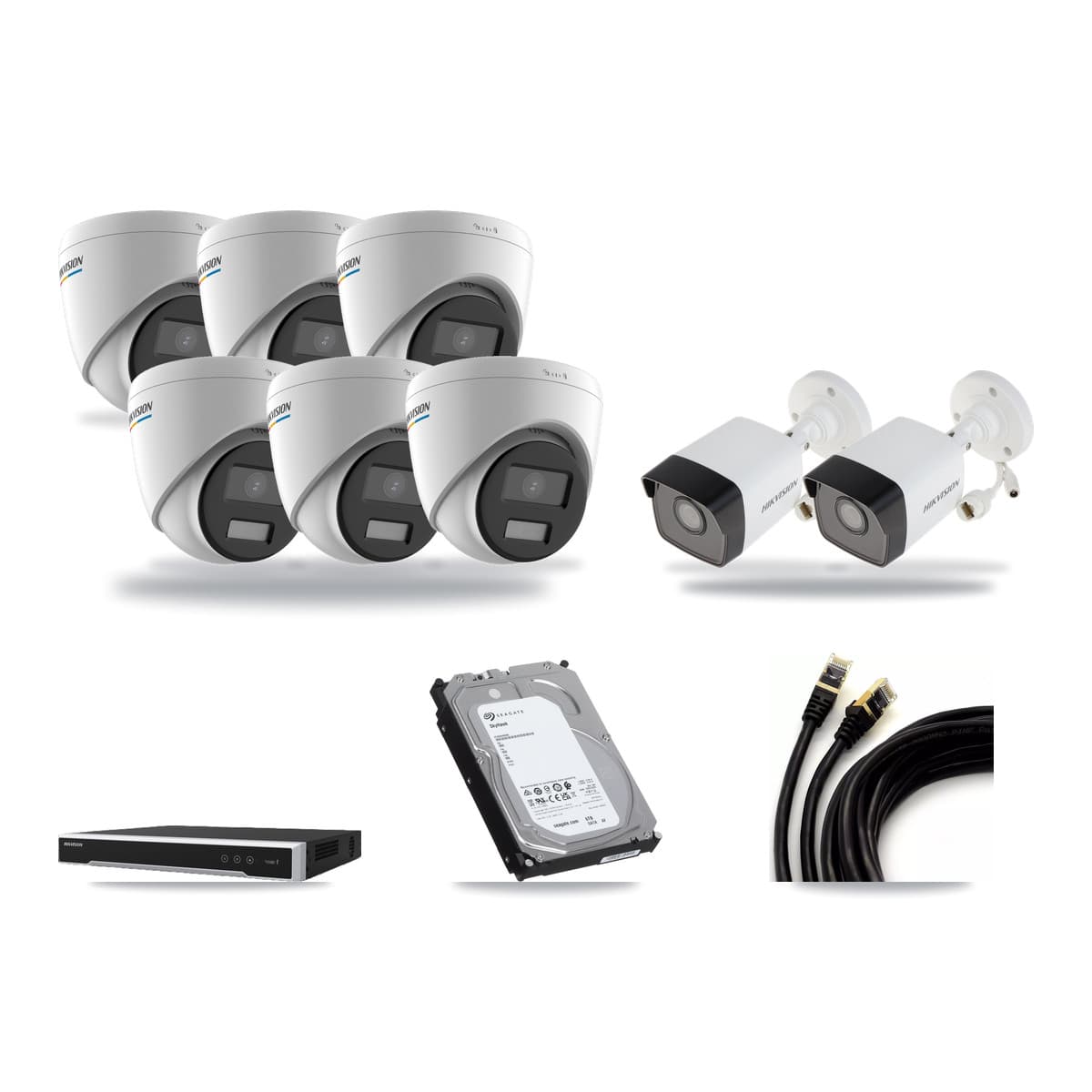Hikvision 16-Channel 2MP – 5MP CCTV Kit — 2 5MP Bullet + 6 2MP Turret Cameras + 6TB Recording (DS-7616NI-M2 Recorder) - Image 1