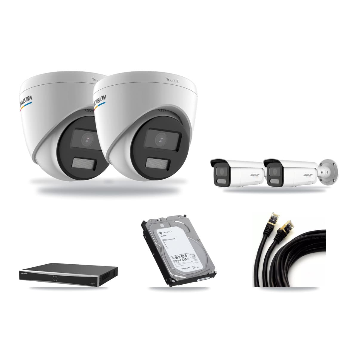Hikvision 16-Channel 2MP – 4K CCTV Kit — 2 2MP Turret + 2 4K Bullet Cameras + 6TB Recording - Image 1