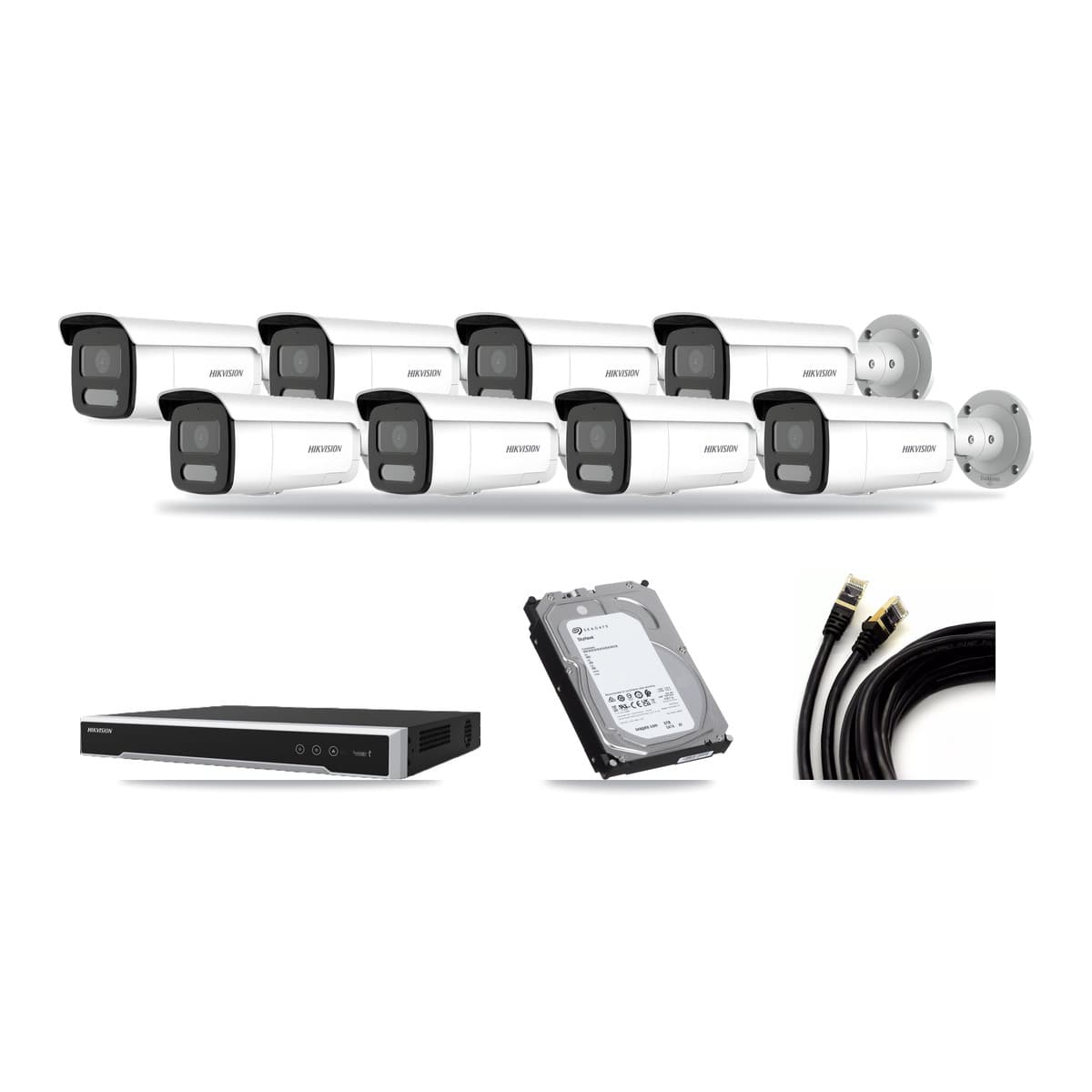 Hikvision 8-Channel 4MP CCTV Kit — 8 Bullet Cameras + 6TB Recording (DS-7608NI-M2 Recorder) - Image 1