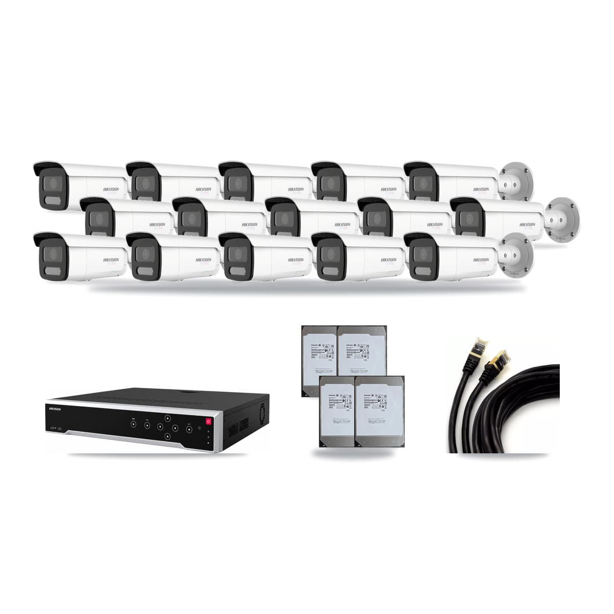 Hikvision 32-Channel 4K CCTV Kit — 15 Bullet Cameras + 4× 14TB Recording - Image 1