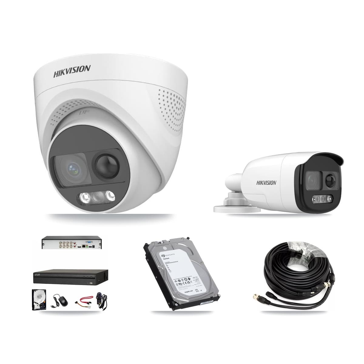 Hikvision & Dahua 8-Channel 5MP CCTV Kit — 1 DS-2CE12KF3T Bullet + 2 DS-2CE72KF3T Turret Cameras + 6TB Recording