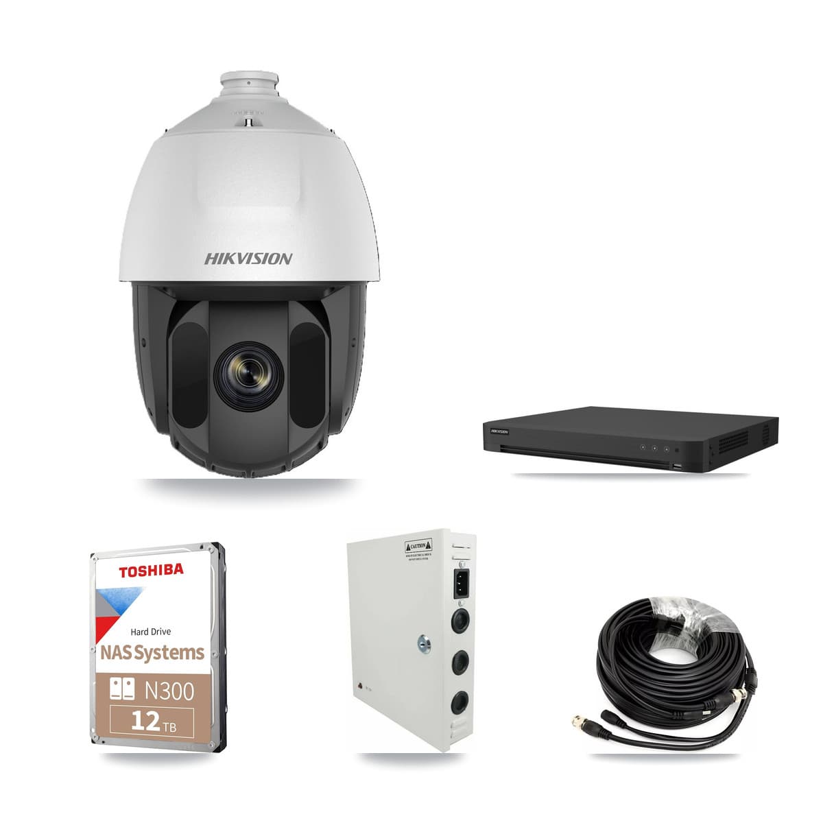 Hikvision 32-Channel 2MP CCTV Kit — 20 DS-2AE5225TI PTZ Cameras + 12TB Recording (IDS-7232HQHI Recorder)