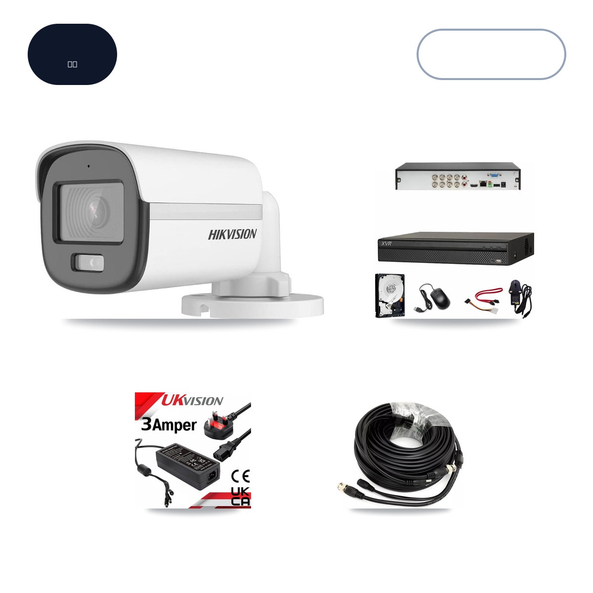 Hikvision & Dahua 8-Channel 5MP CCTV Kit — 4 DS-2CE12KF0T Bullet Cameras + 6TB Recording - Image 1
