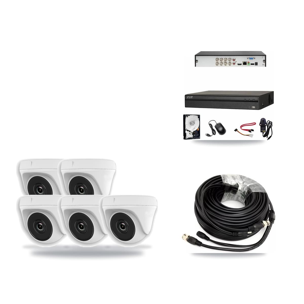 Dahua 8-Channel 2MP CCTV Kit — 5 White Dome Cameras + 3TB Recording (XVR-3108AD Recorder) - Image 1