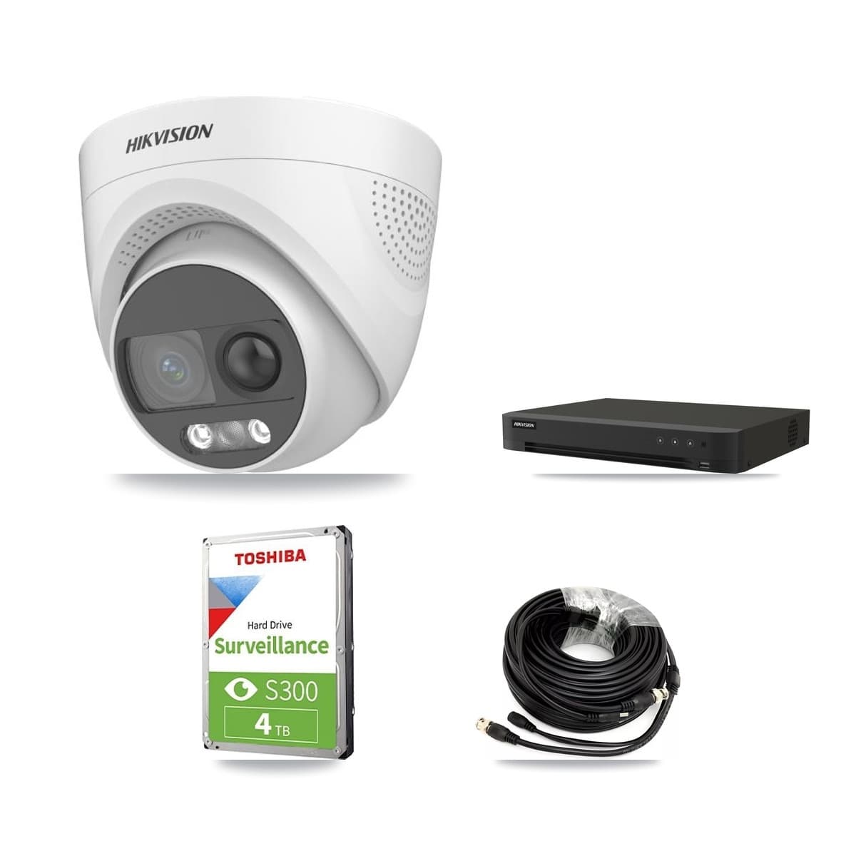Hikvision 8-Channel 5MP CCTV Kit — 3 DS-2CE72KF3T-PIRXO Turret Cameras + 4TB Recording (IDS-7208HUHI-M1/XT Recorder)
