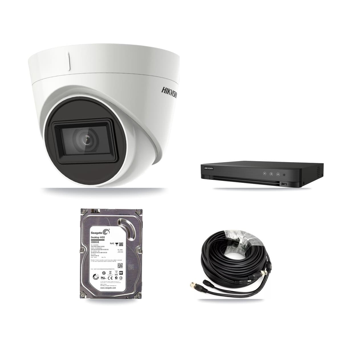 Hikvision 4-Channel 4K CCTV Kit — 2 DS-2CE78U1T Turret Cameras + 2TB Recording