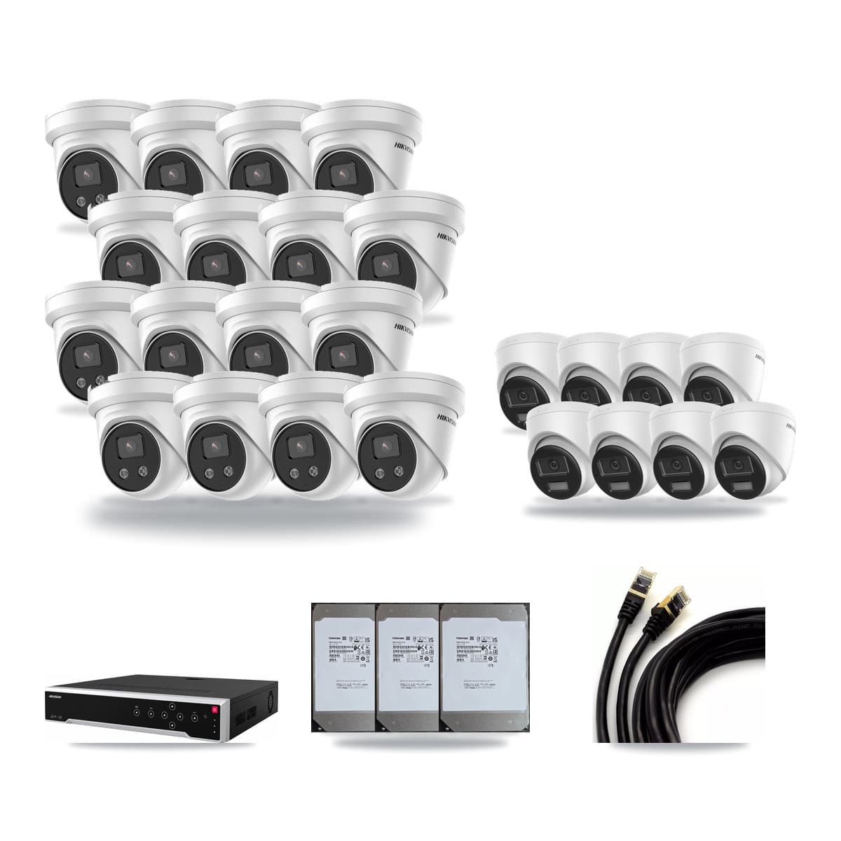 Hikvision 32-Channel 5MP – 4K CCTV Kit — 8 4K + 16 5MP Turret Cameras + 3× 14TB Recording - Image 1